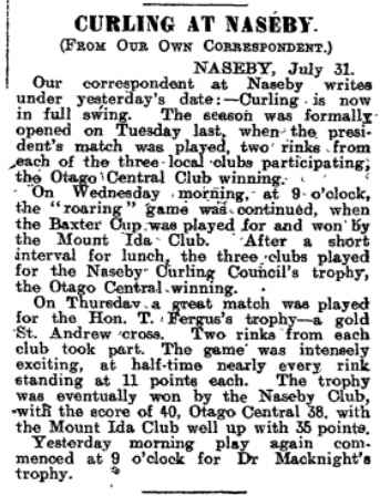 News report Baxter Cup 1908