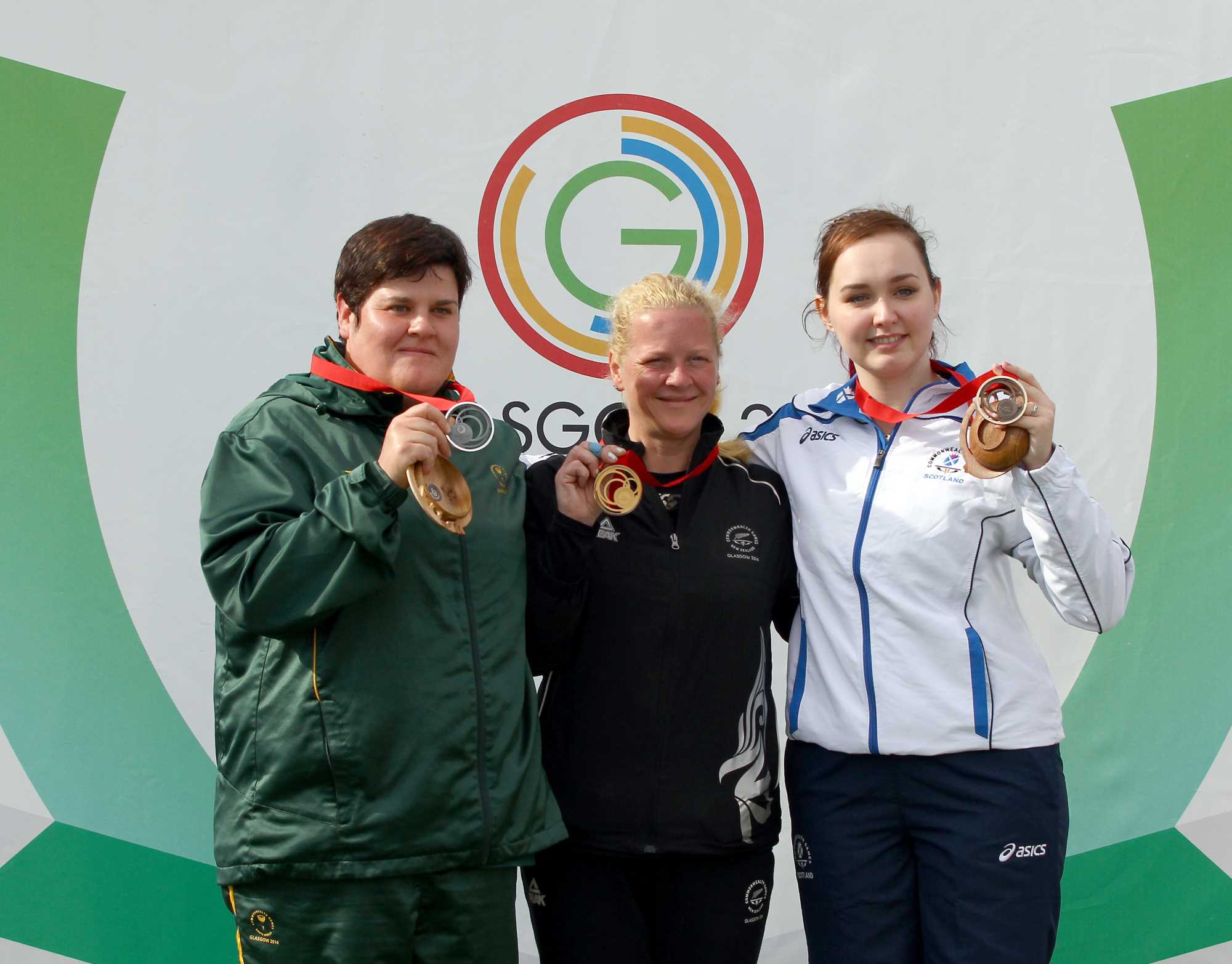 Centre: Sally Johnston - Gold Medallist - Womens Prone Rifle - Glasgow 2014