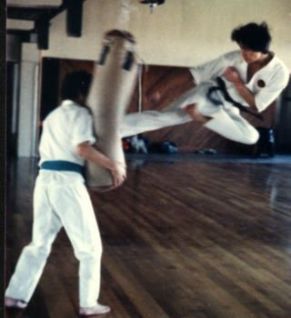 Sensei Young - Flying Kick at Victoria University Okinawa Goju Ryu Dojo