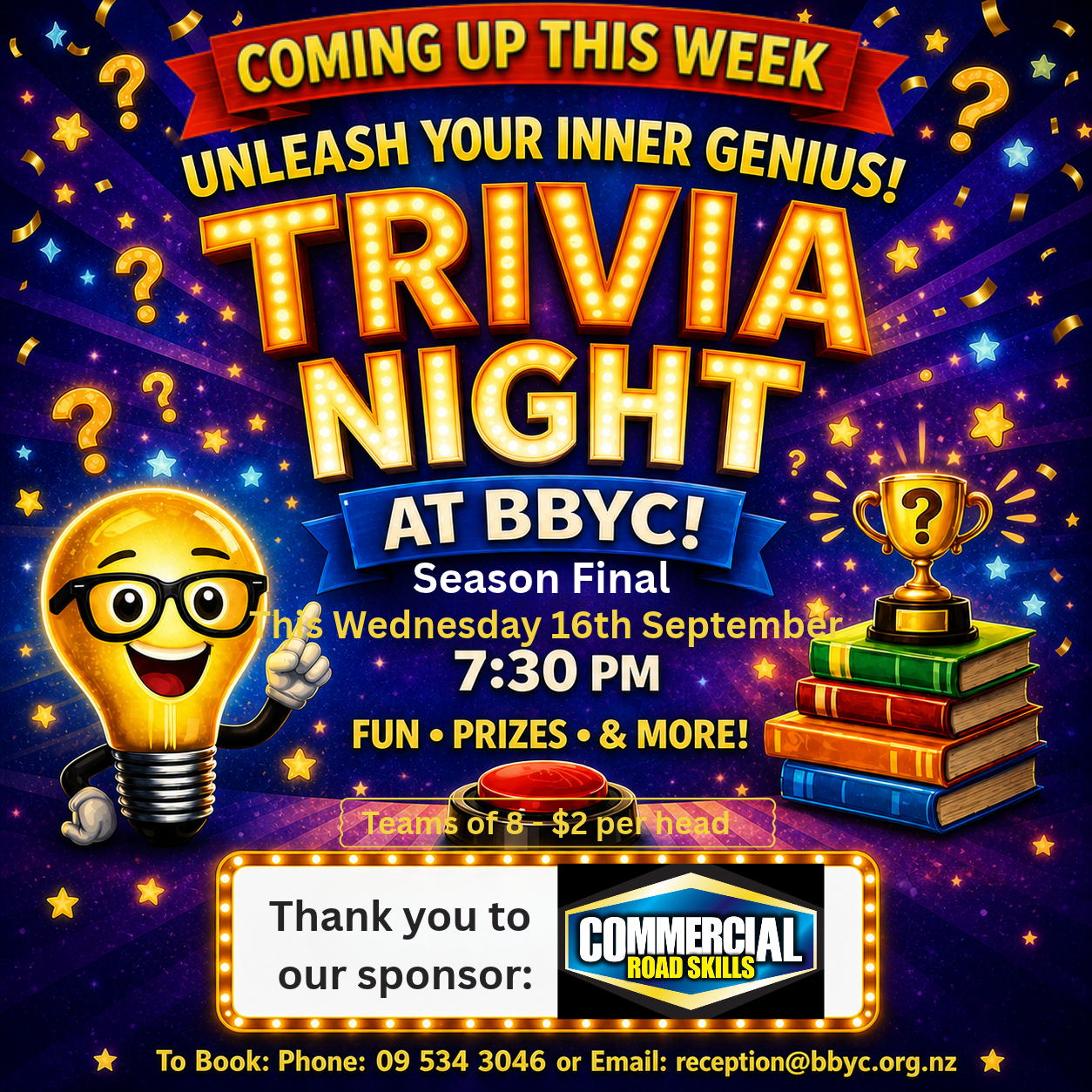 Coming up this Wednesday, 22ndJuly - Trivia Night