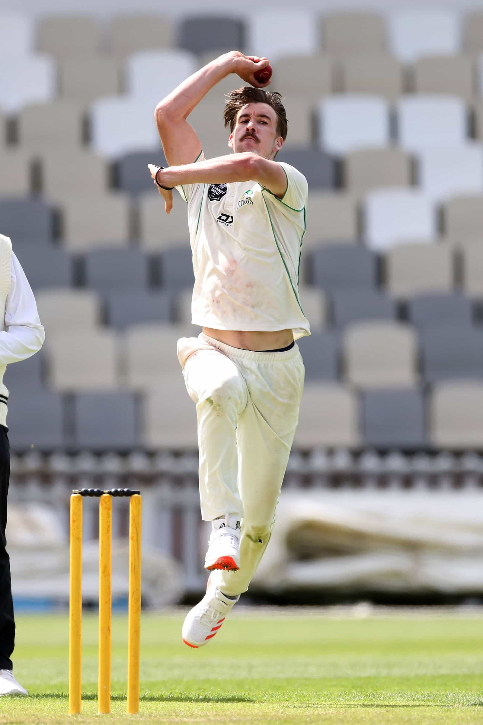 Stags’ Blair Tickner during day one of a Plunket Shield cricket match between the Wellington Firebirds and Central Stags at the Basin Reserve in Wellington. 15 November 2021. © Copyright image by Marty Melville / www.photosport.nz