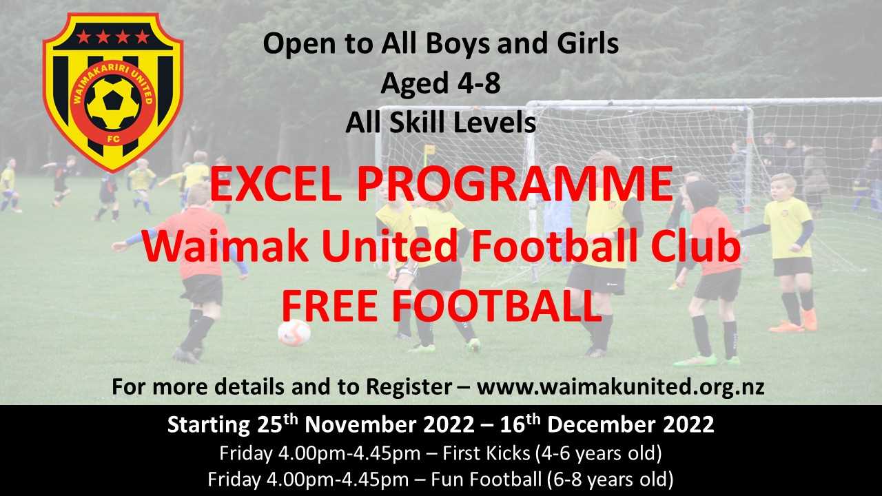 Waimak United Junior EXCEL Programme Waimak united junior excel programme