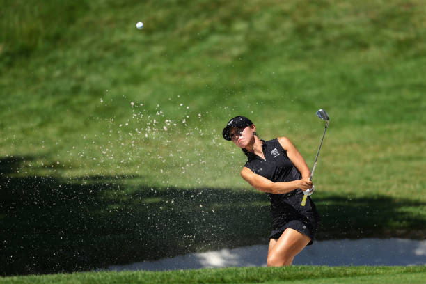 PARIS, FRANCE - AUGUST 10: Lydia Ko of Team New Zealand plays her third shot from a bunker on the third hole during Day Four of the Women's Individual Stroke Play on day fifteen of the Olympic Games Paris 2024 at Le Golf National on August 10, 2024 in Paris, France. (Photo by Andrew Redington/Getty Images)