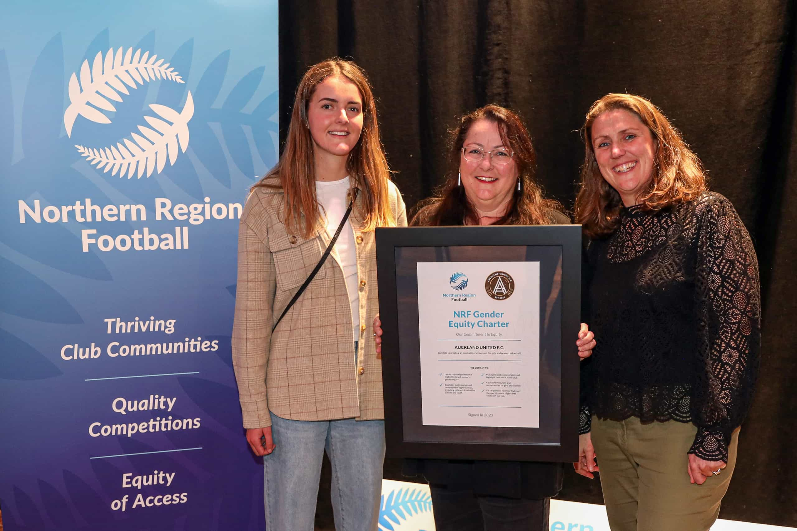 Northern Region Football launch their Equity Charter Initiative during the FIFA Women's World Cup Australia New Zealand 2023, The Shed Auckland, Friday 28th July 2023. Photo: Shane Wenzlick / www.phototek.nz