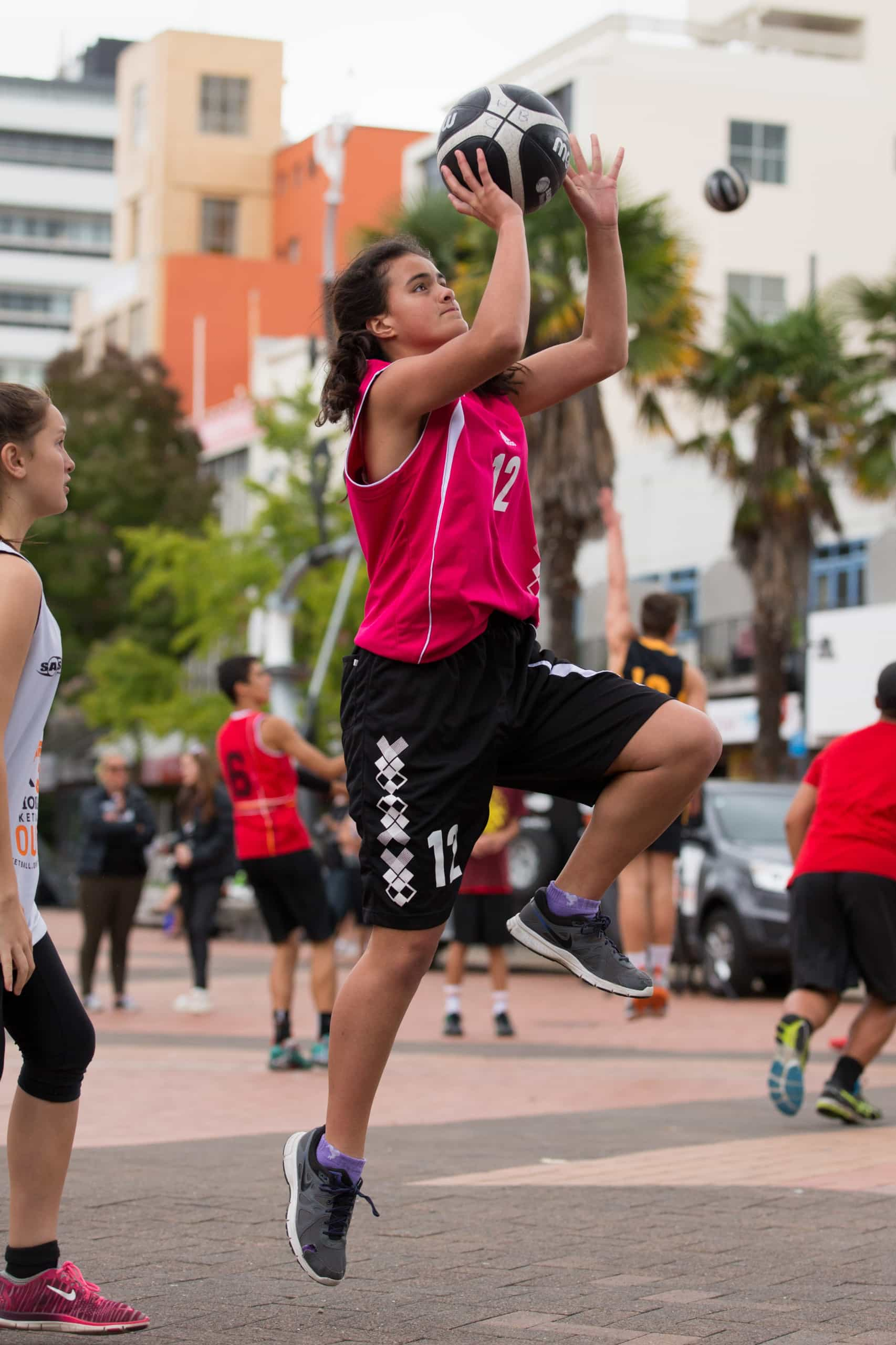 during the Burger King 3x3 Quest Basketball Tour at Garden Place, Hamilton, Saturday 19 March 2016. Copyright Photo: Stephen Barker / www.photosport.nz