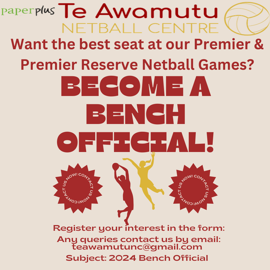 Wanting the best seat in the house for our Premier & Premier Reserve  Competition? Become a Bench Official!