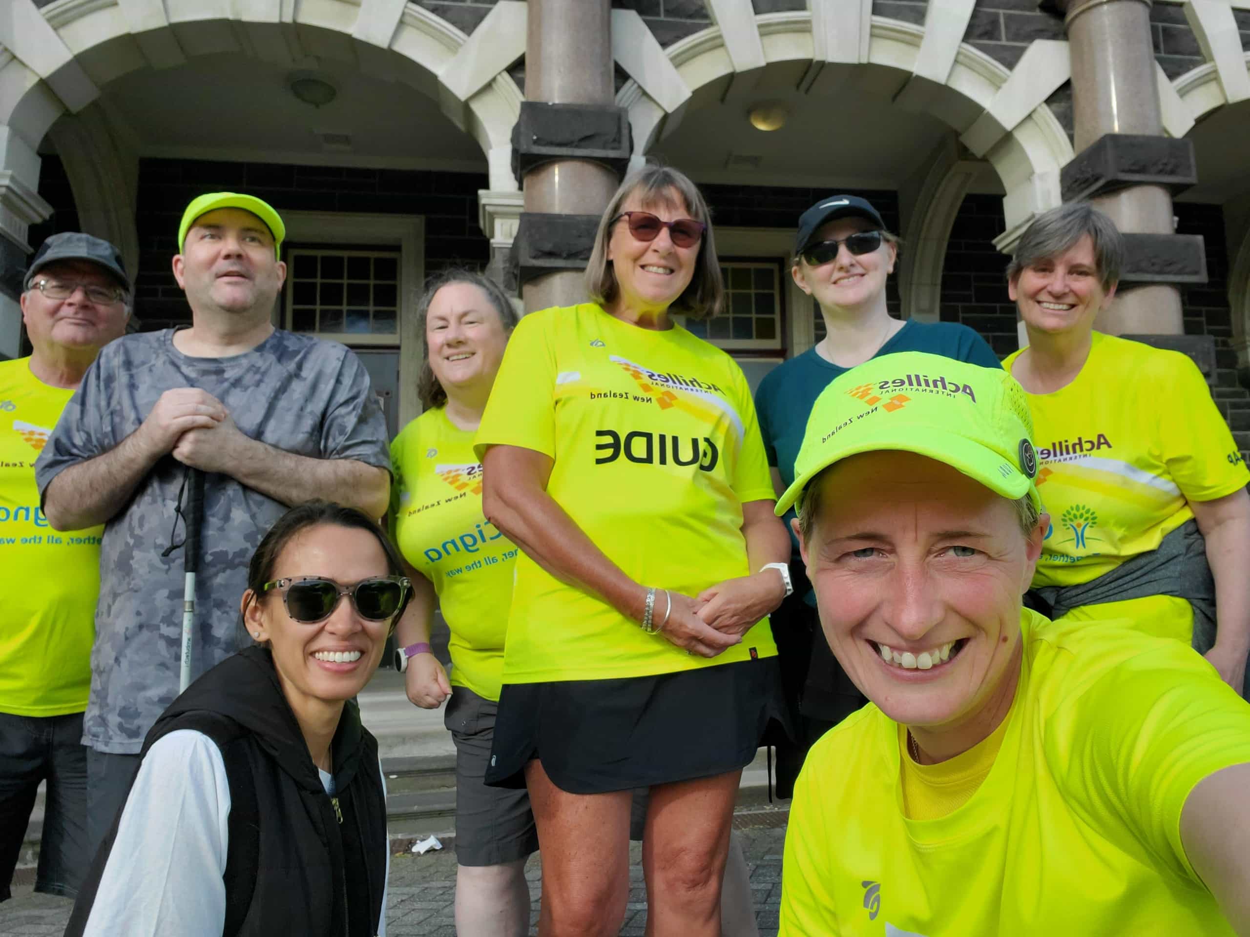 Dunedin chapter athletes and guides having a selfie after training