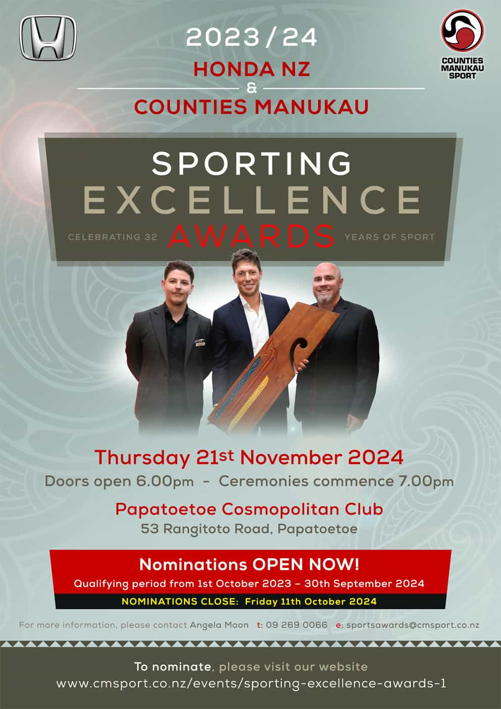 CMS Manukau SPORTING EXCELLENCE AWARDS FLYER 2024