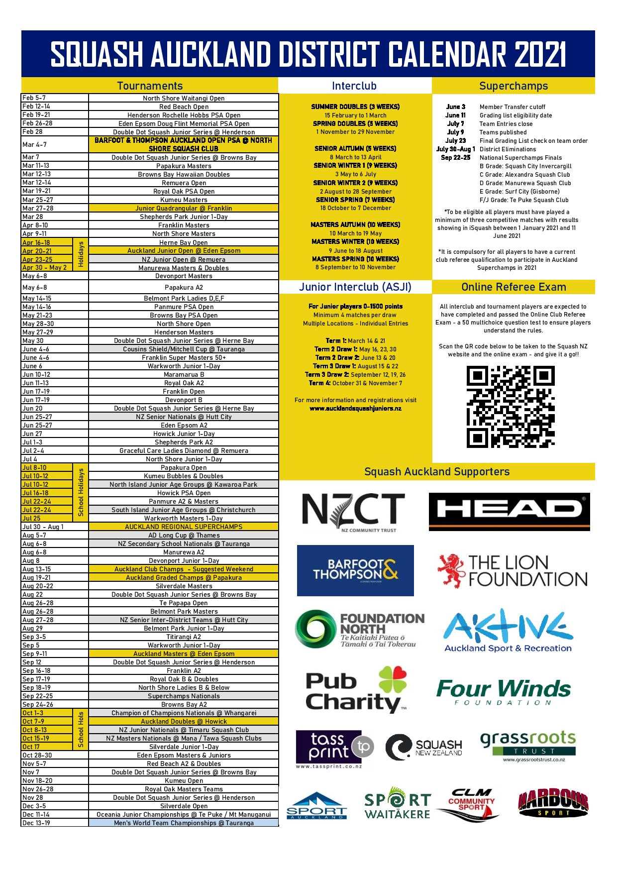 Printable Auckland District Calendar for 2021