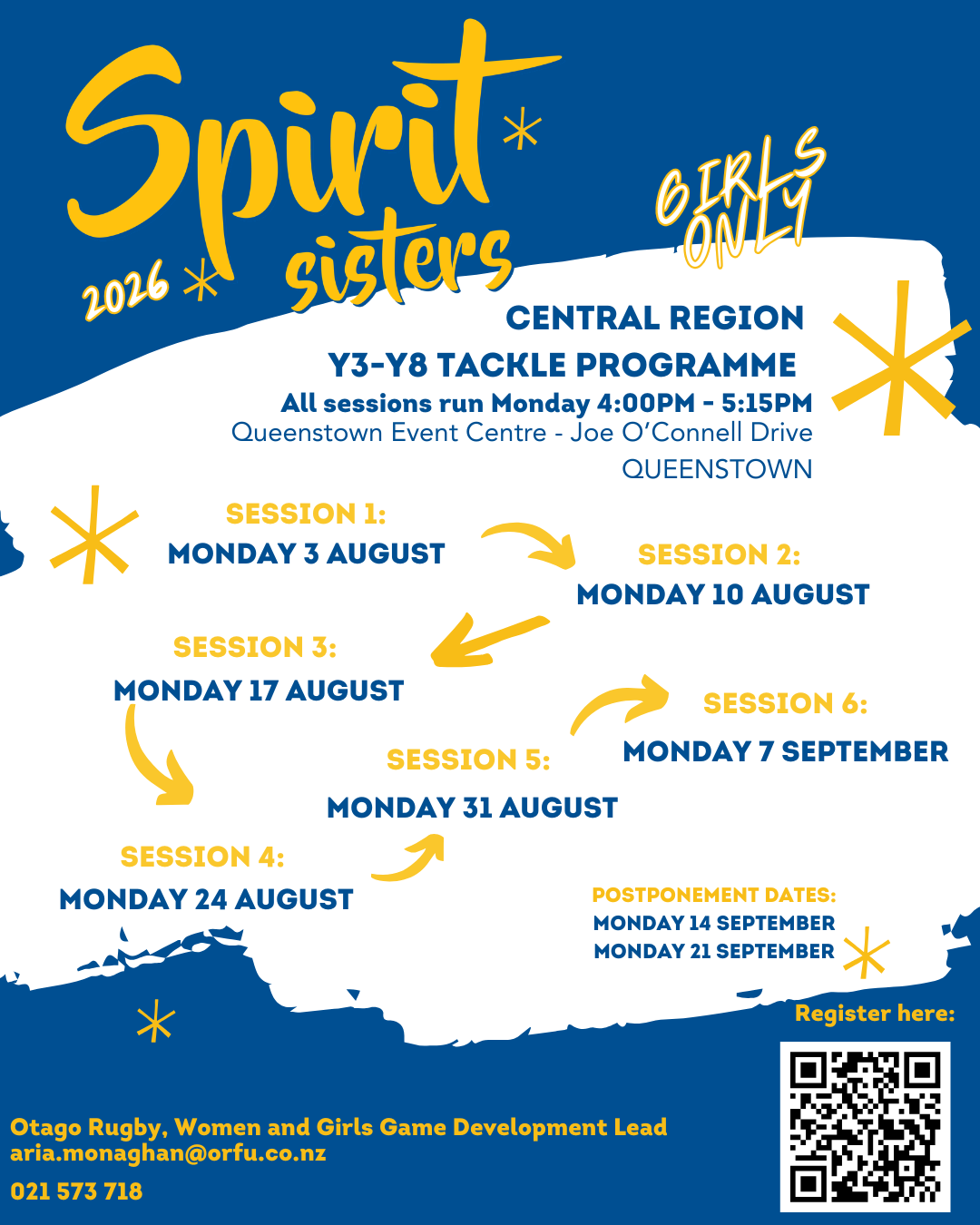 Programme Back SPIRT SISTERS TACKLE PROGRAMME 2026