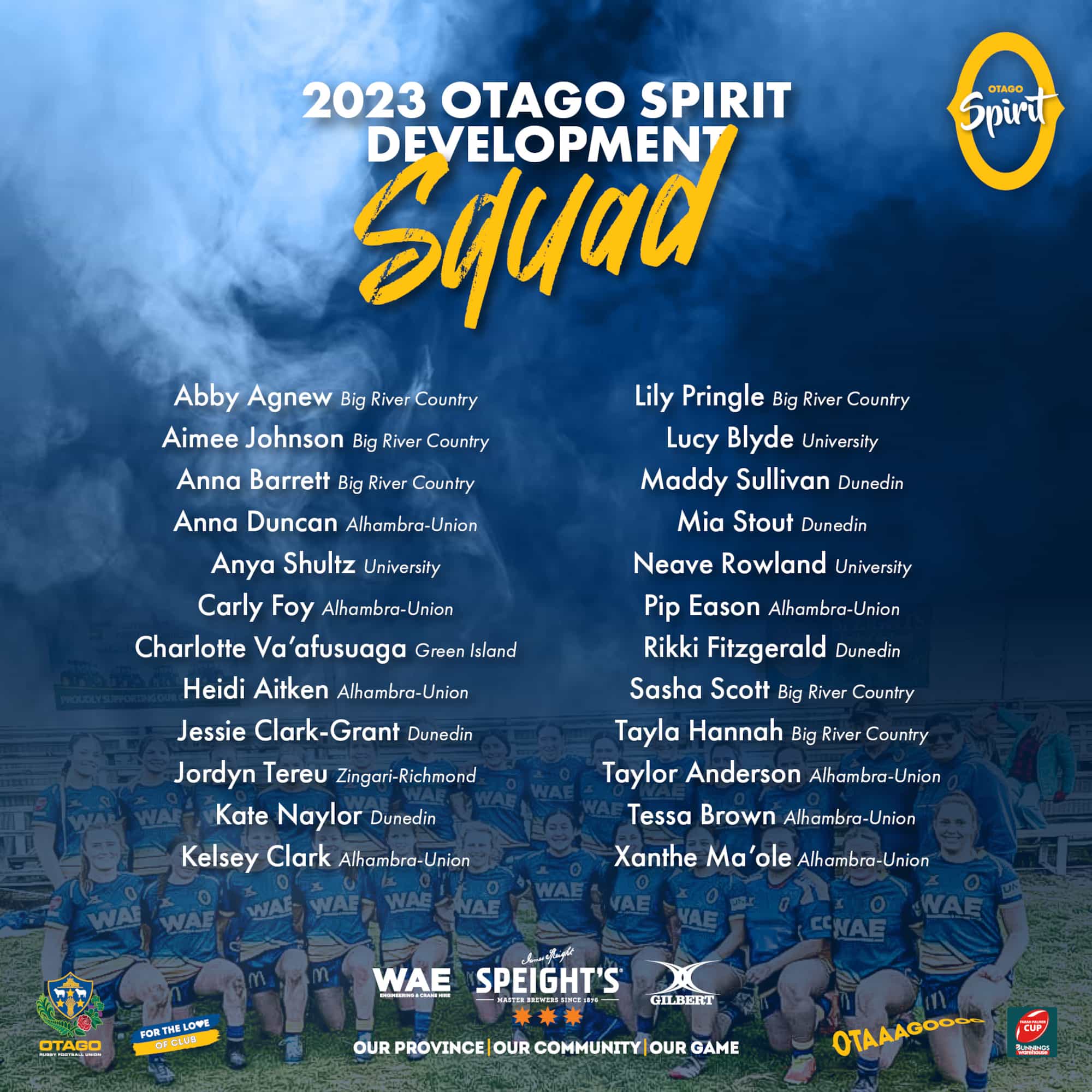2023 OTAGO SPIRIT DEVELOPMENT SQUAD