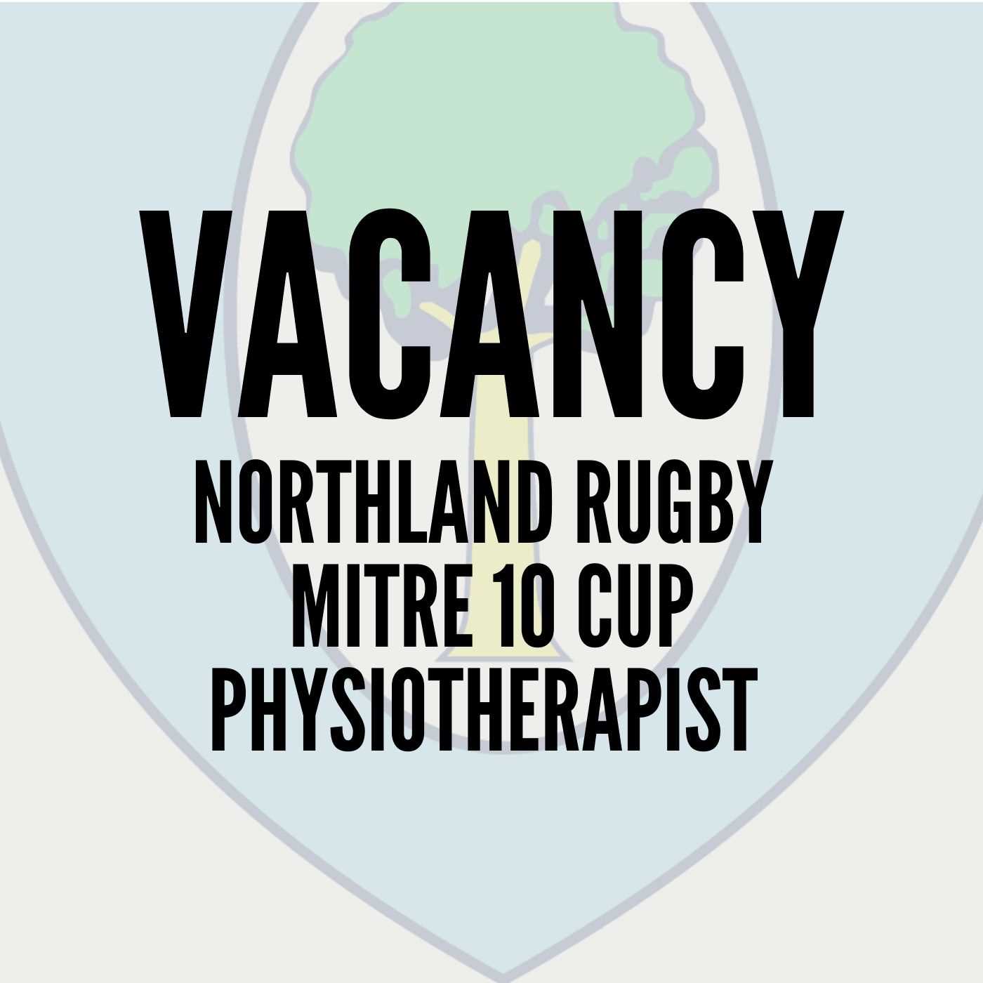 Vacancy Northland Rugby Mitre 10 Cup Physiotherapist