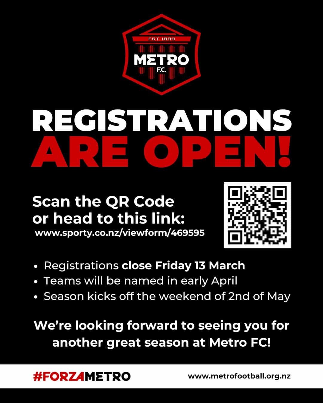 Player Registrations Now Open